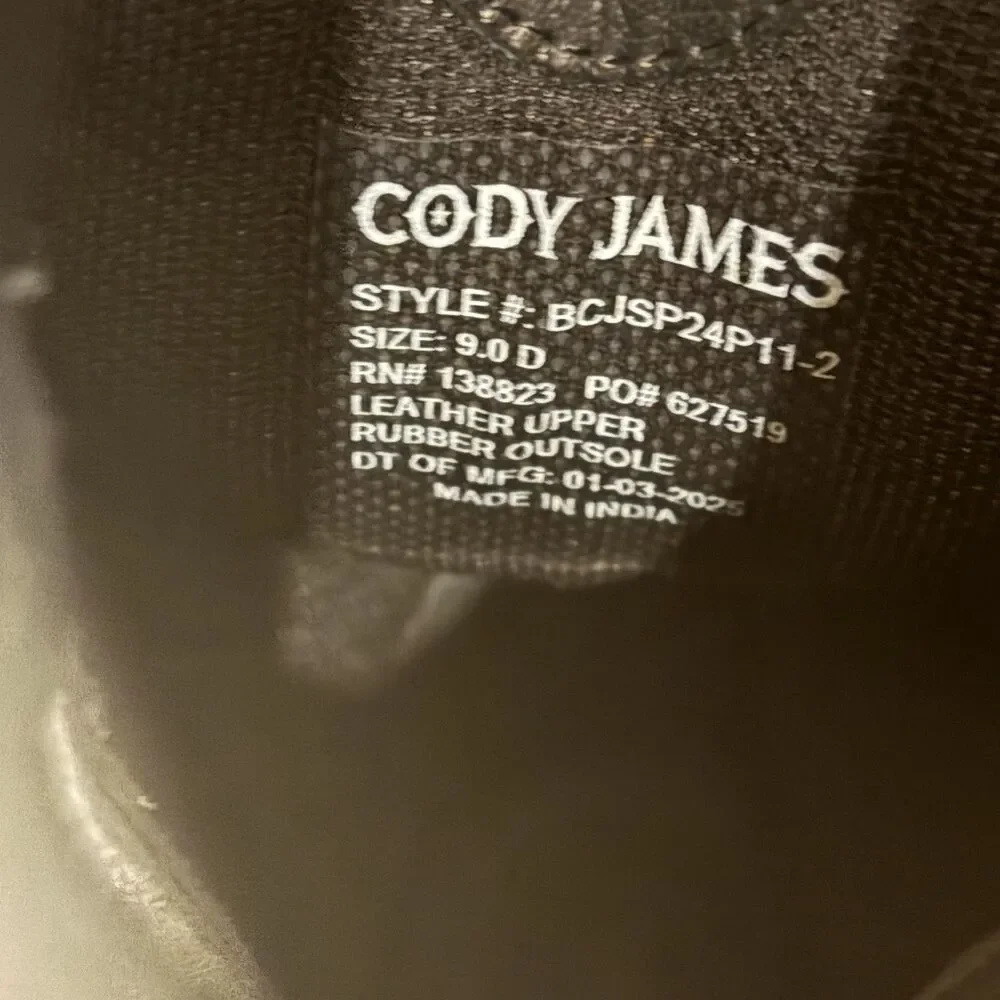 Demo Try On Cody James Men's Ace Western Boots Black Size 9Cowboy MSRP $170